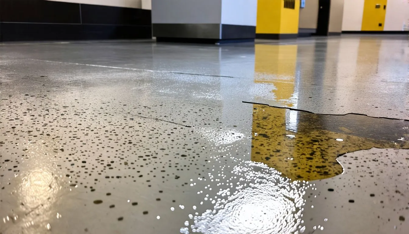 Lower chemical resistance concrete floor